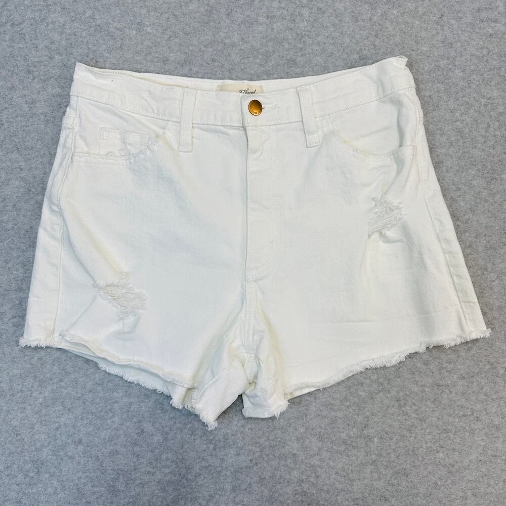 Universal Thread Jean Shorts WMNS 8R Highest Rise Shortie White Frayed Hem Denim